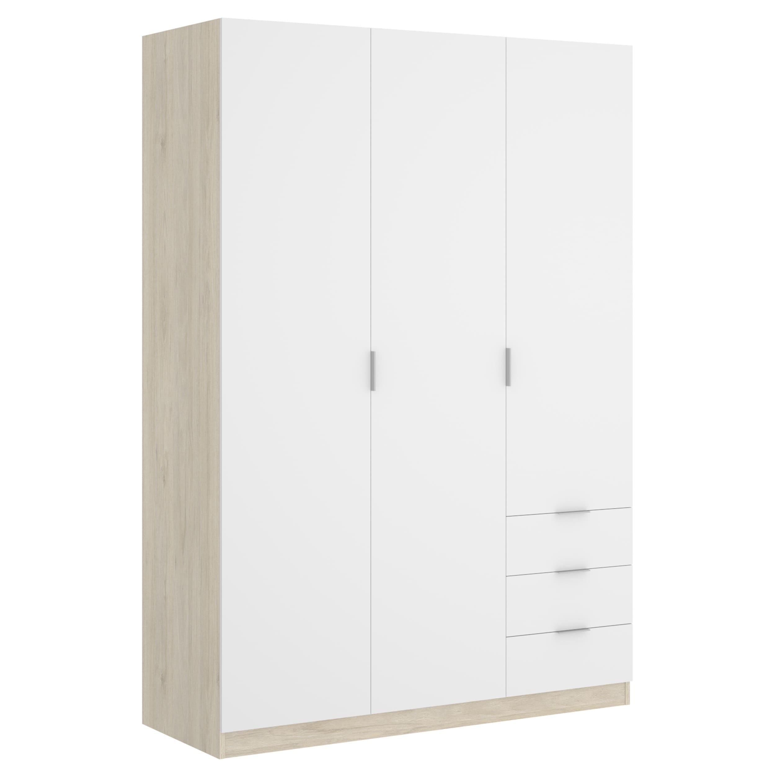 Armario 3 puertas y 3 cajones Essen blanco-roble fb