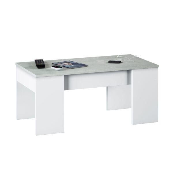 Mesa de centro elevable Flow Blanco Artik y Cemento