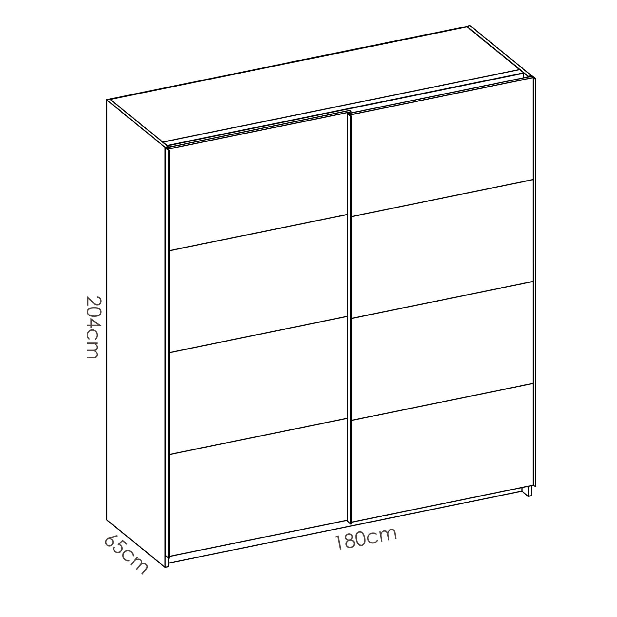 Armario 2 puertas correderas 180 cm Slide – Blanco Brillo medidas