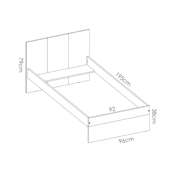 Cama juvenil Dina – Natural y Blanco, somier y colchon cabecero incluido medidas pikolin, duehome, atrapamuebles