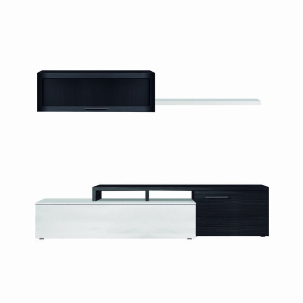 Mueble comedor Nexo - Gris Ceniza y Blanco Brillo