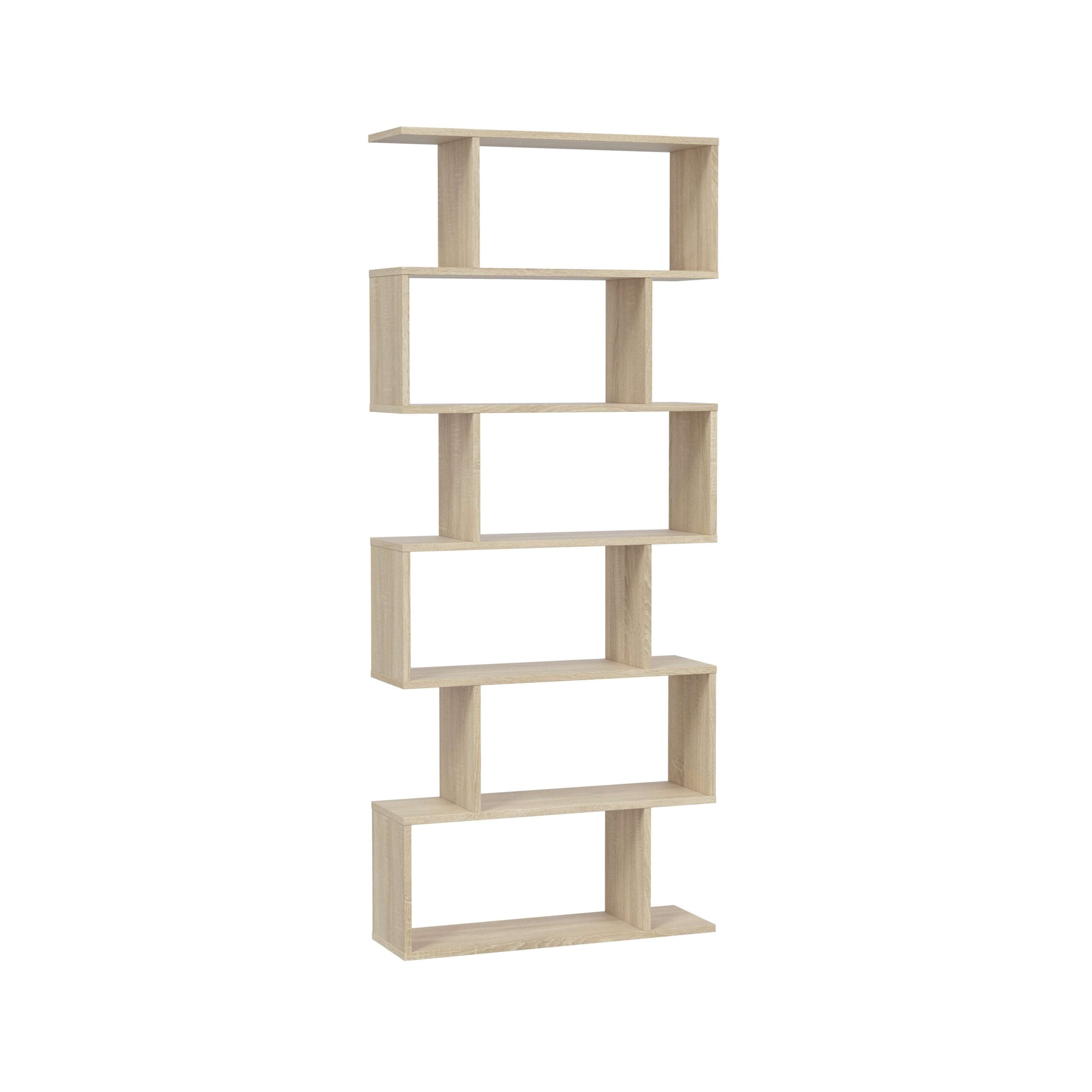 Estantería alta en un fondo blanco sin ningun detalle encima