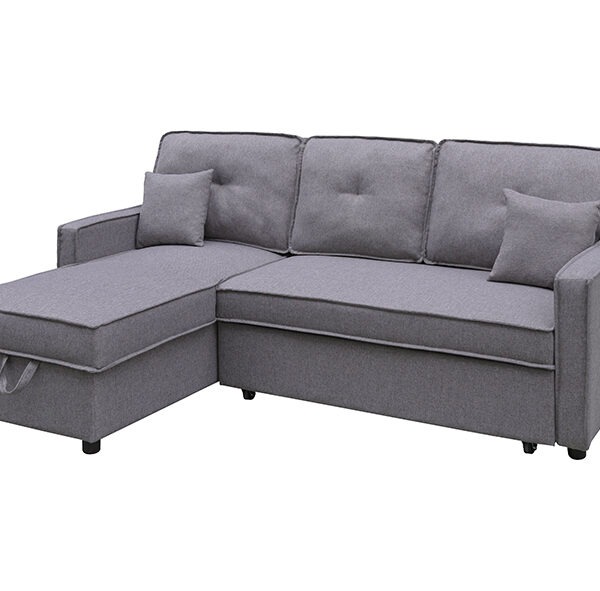 Sofá Chaise Longue convertible en Cama con Arcón Mod. DAX Tapizado en Malmo Gris