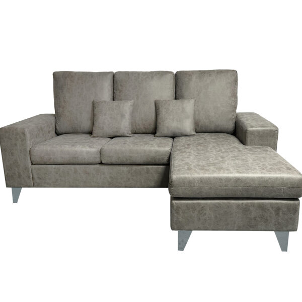 Sofá Chaise Longue Reversible Duque en Tela Nolia Color Cemento/Piedra