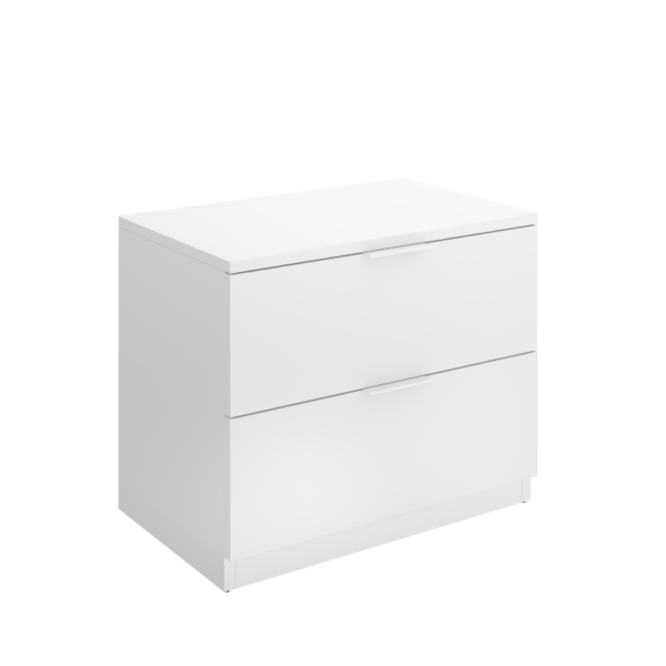 Mesita de Noche Moderna 2 Cajones Blanca y Roble – Oferta Online
